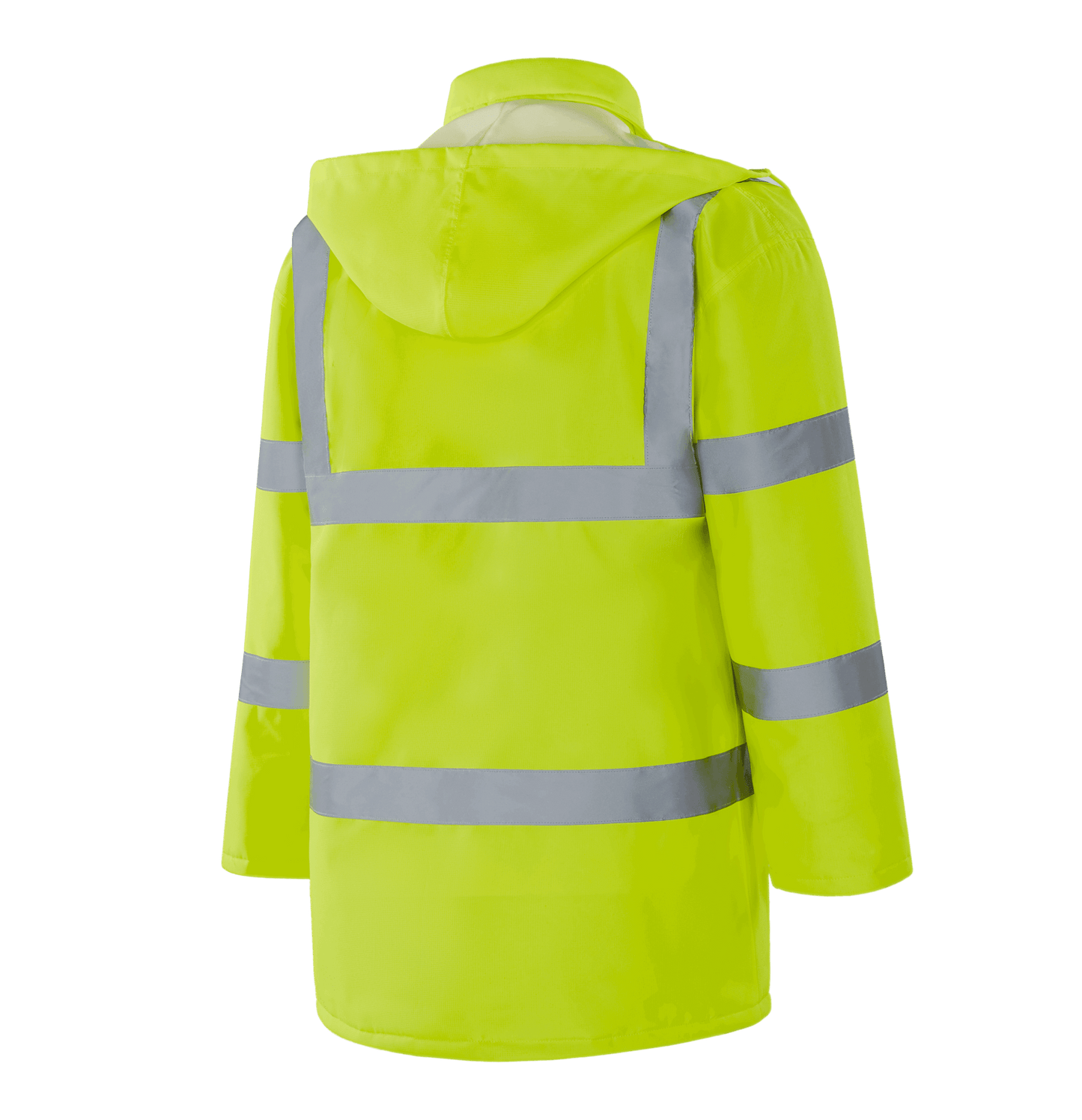 WJ304 BORDEAUX hi-vis yellow winter parka, 300D Oxford with TPU, quilted lining, two flap pockets, ribbed windproof cuffs, sewn reflective tape, EN 20471 Class 3
