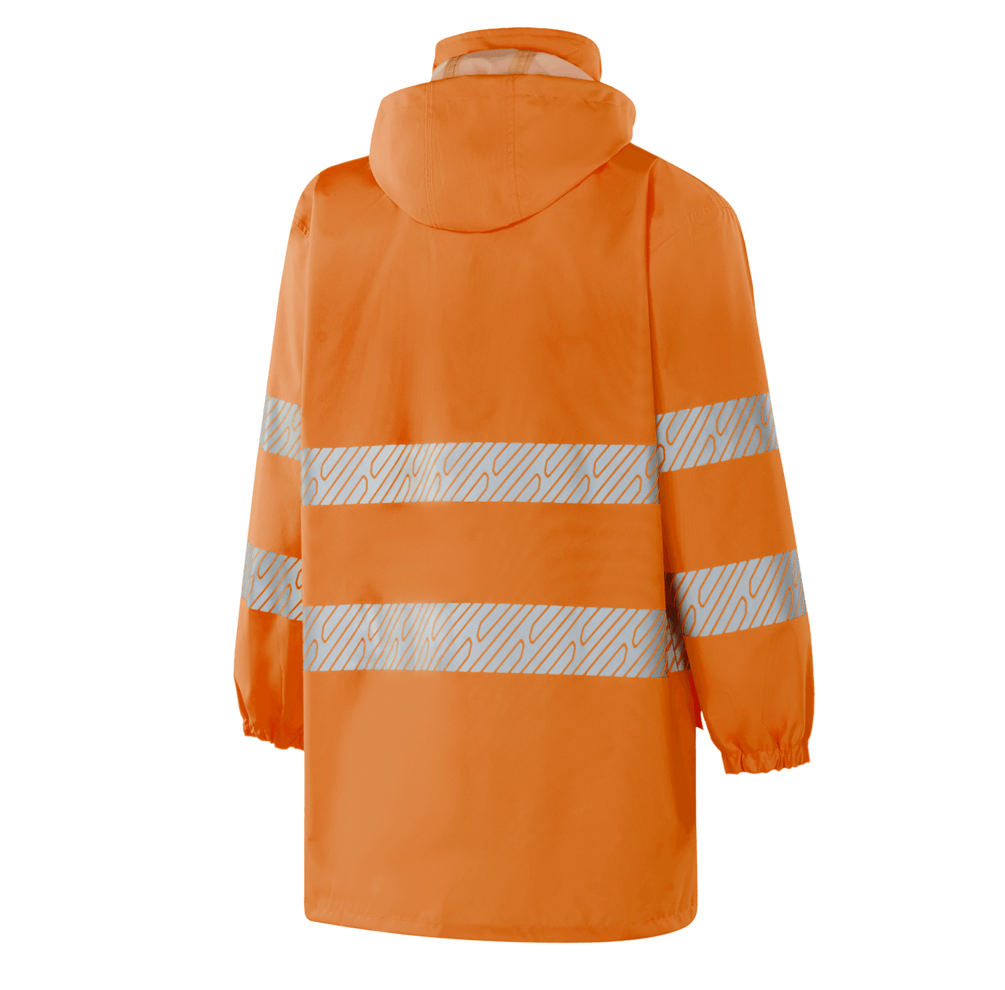 WR302 GRANADA hi-vis orange rain jacket with patterned reflective tapes for high visibility