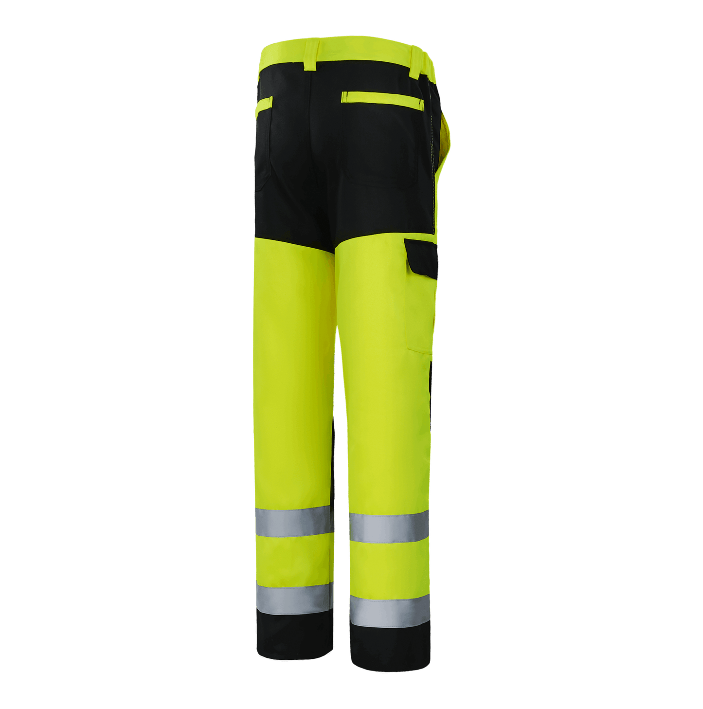 HIGHLAND WP104 fluorescent yellow hi-vis pant, reflective bands and practical storage
