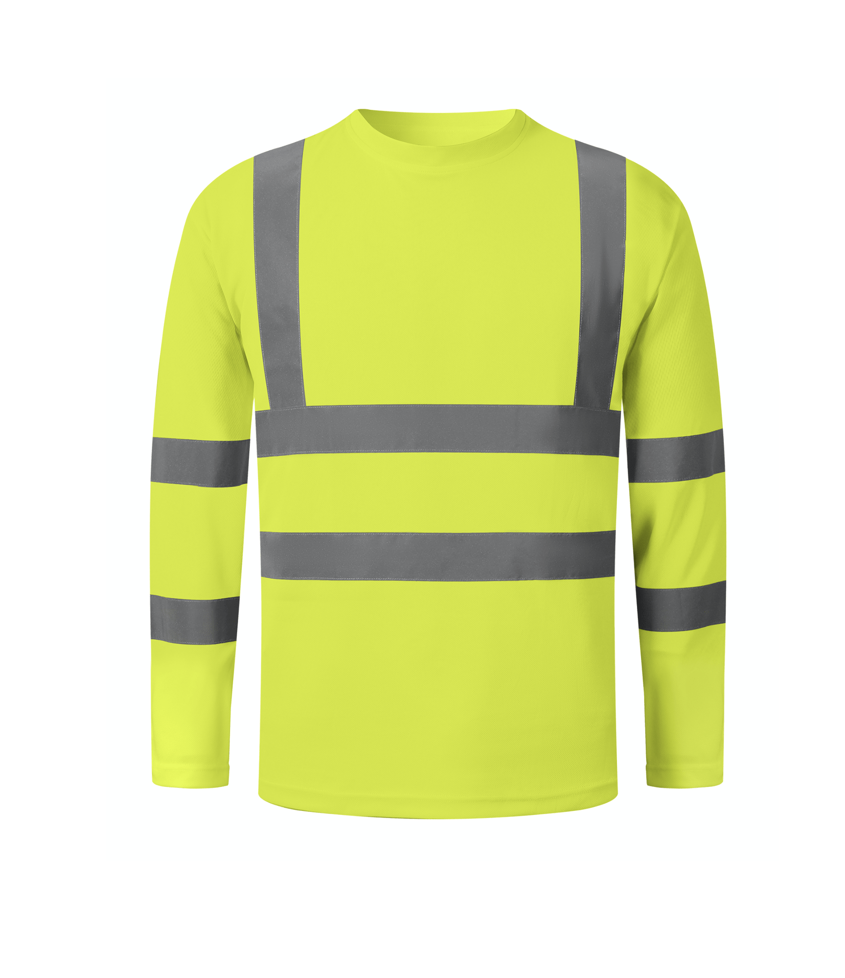 A bright yellow long sleeve safety shirt designed for high visibility and protection in various work environments.