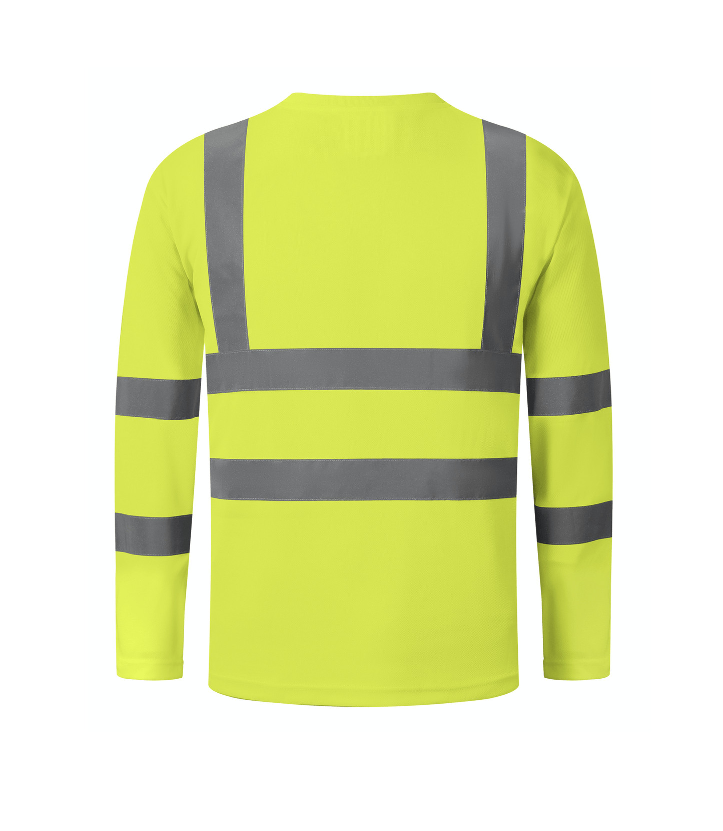 A bright yellow long sleeve safety shirt designed for high visibility and protection in various work environments.