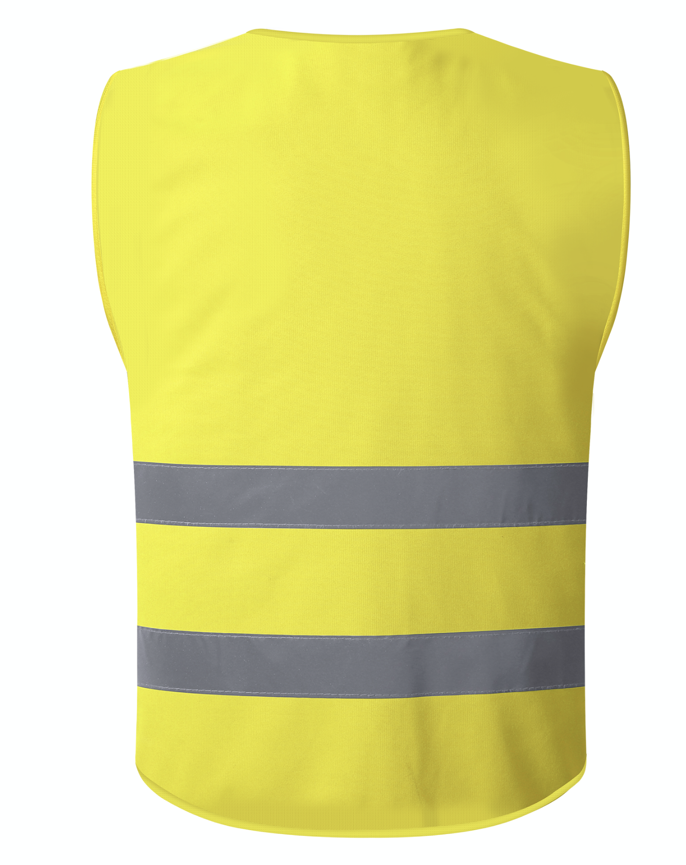 Yellow safety vest with reflective stripes, ensuring high visibility for wearers in outdoor or low-light situations.