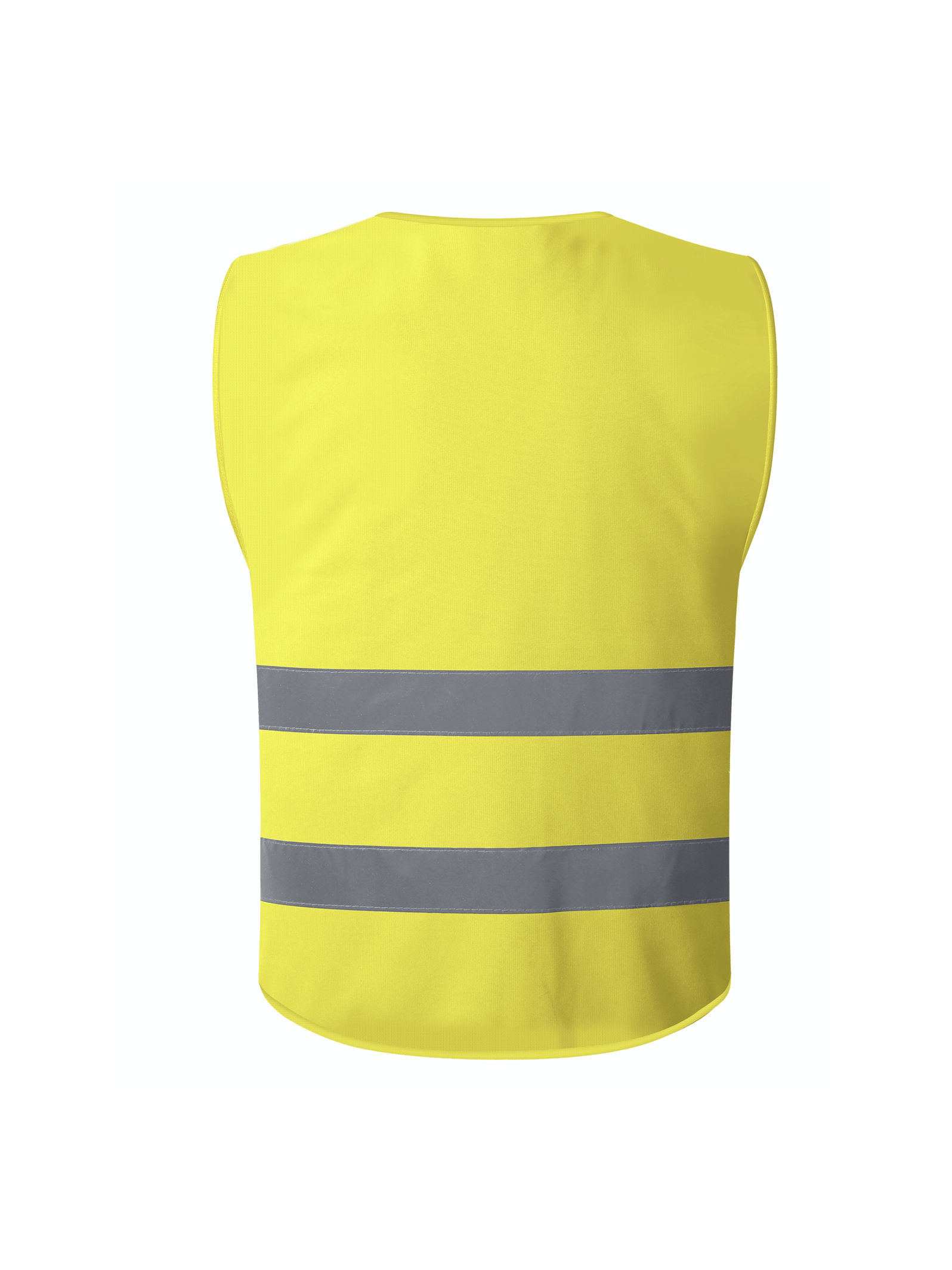 Yellow safety vest with reflective stripes, ensuring high visibility for wearers in outdoor or low-light situations.