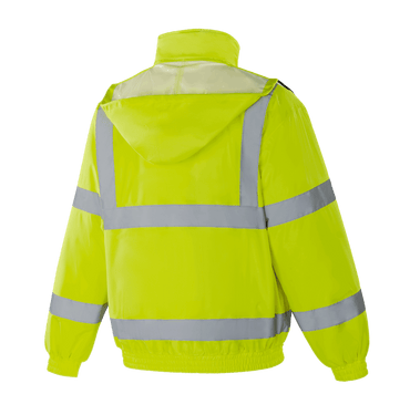 BERGEN WJ301 fluorescent yellow hi-vis bomber jacket, reflective tape for safety