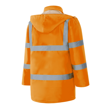 WJ304 BORDEAUX hi-vis orange winter parka, warm and high-visibility design