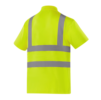 BRISTOL WT202 fluorescent yellow hi-vis short sleeve polo with sewn reflective tape