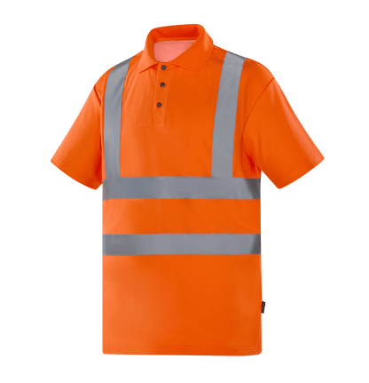 Hi-vis orange WT202 BRISTOL polo shirt for safety visibility, polyester-cotton blend