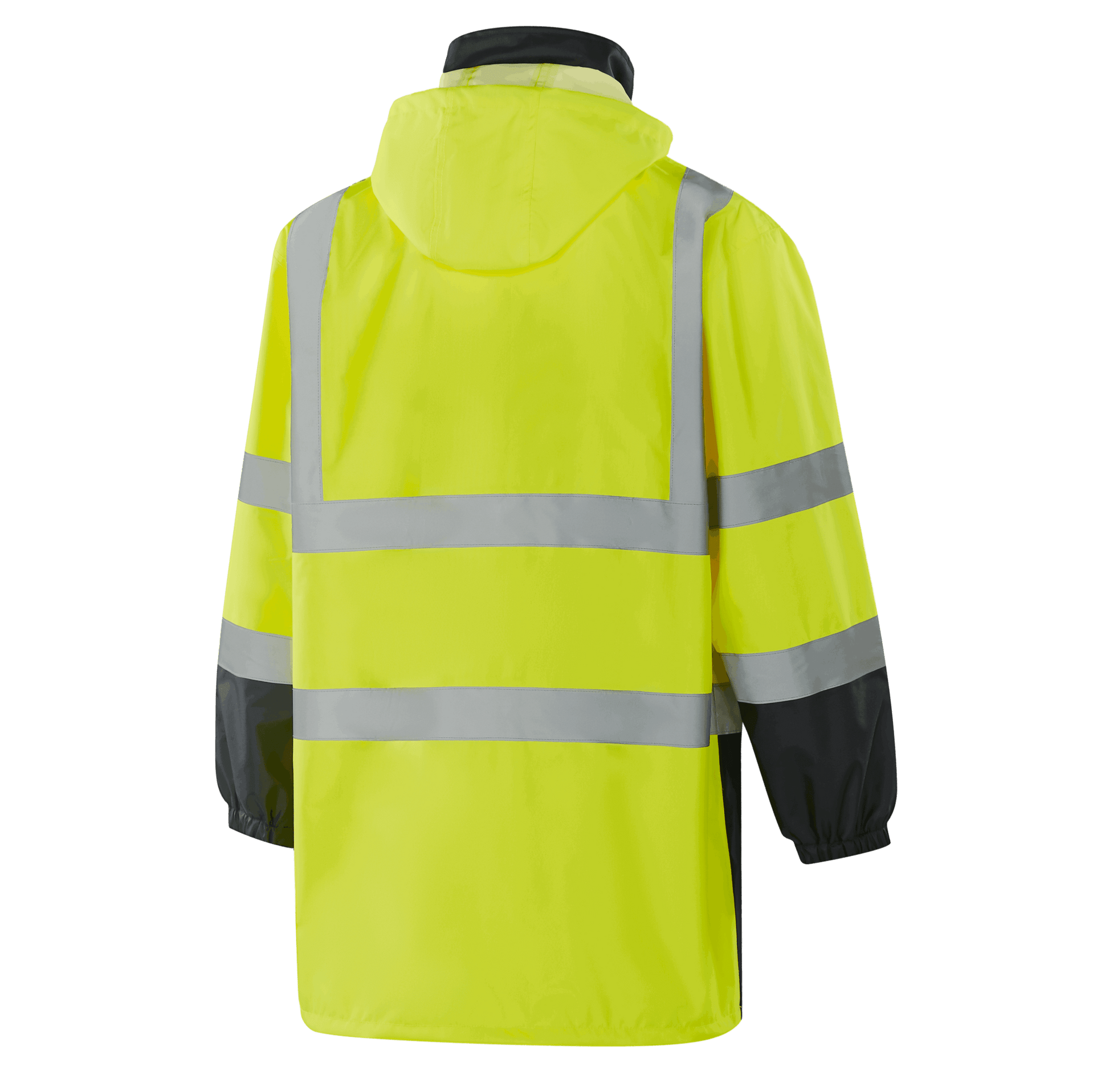 DRESDEN WR301 fluorescent yellow hi-vis rain jacket, practical pocket storage and high visibility