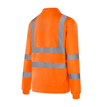 Hi-vis orange WT302 GENEVE long sleeve polo for high-visibility workwear