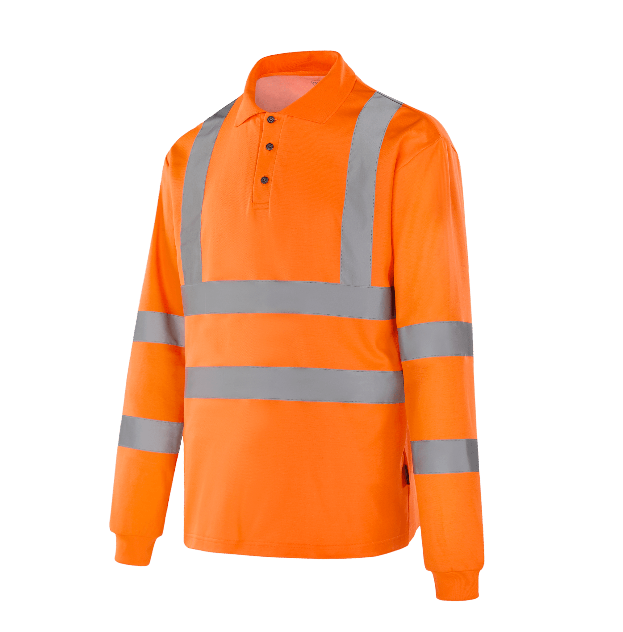 WT302 GENEVE hi-vis orange long sleeve polo, internal cotton layer, ribbed collar for optimal stiffness