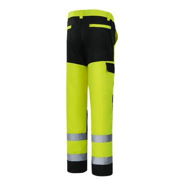 HIGHLAND WP104 fluorescent yellow hi-vis pant, reflective bands and practical storage