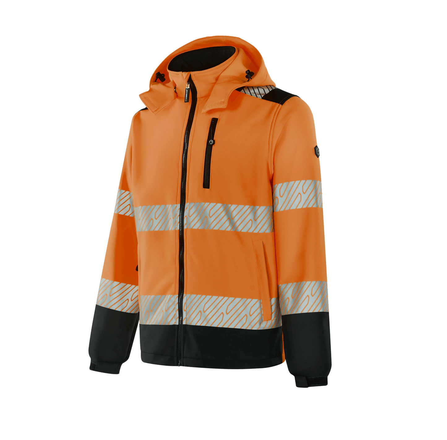Hi-vis orange WS302 MAGDEBURG softshell jacket for high-visibility outdoor work