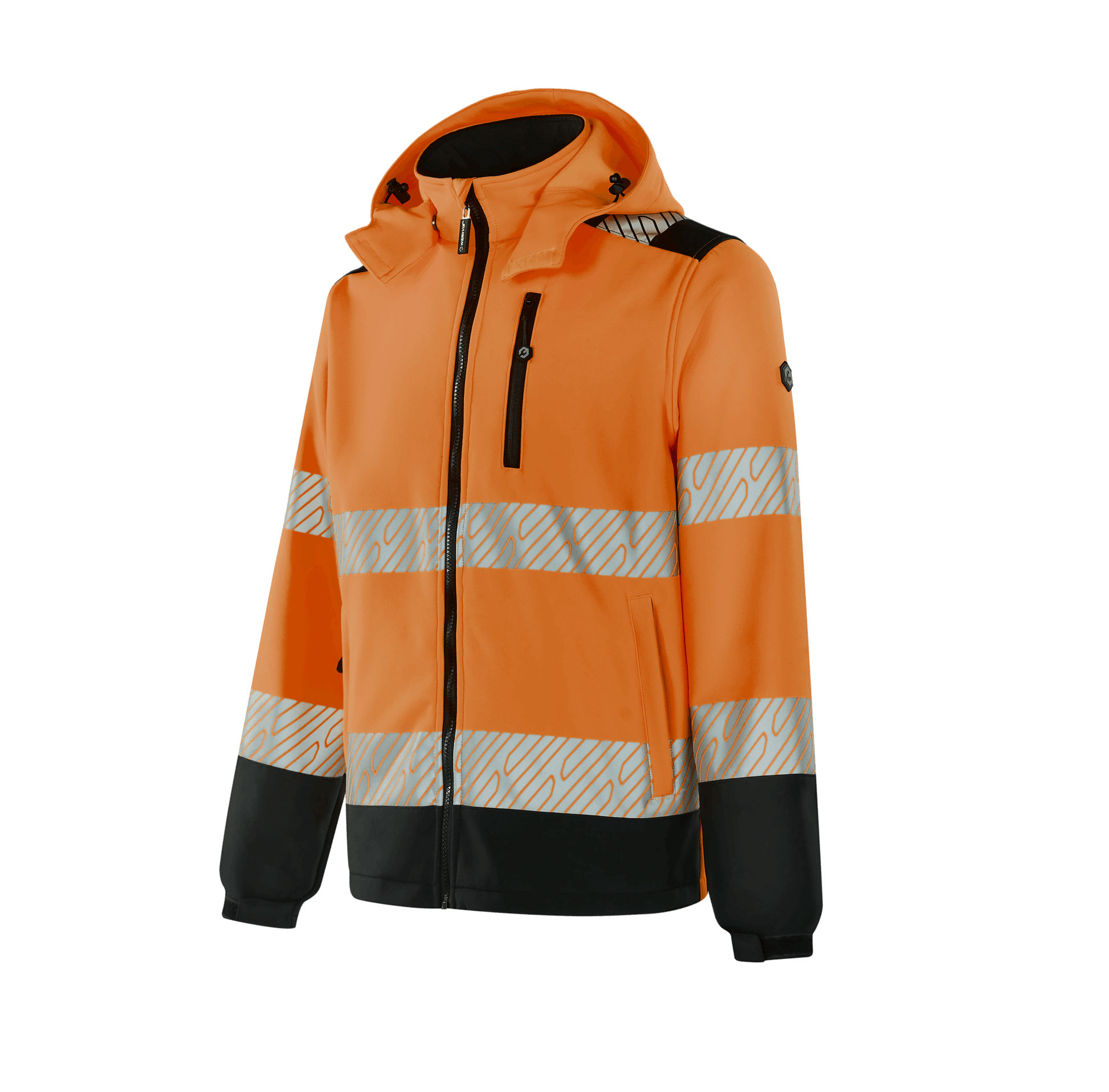 Hi-vis orange WS302 MAGDEBURG softshell jacket for high-visibility outdoor work