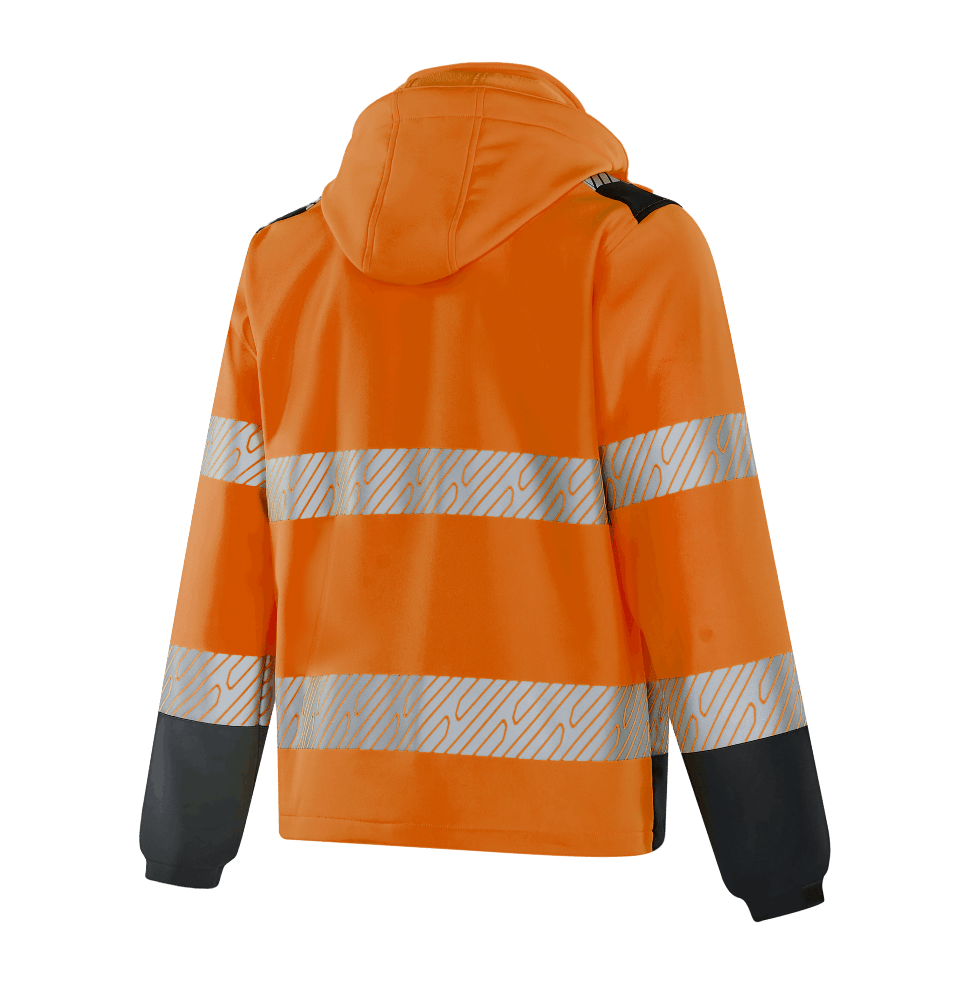 WS302 MAGDEBURG hi-vis orange softshell with black accents on shoulders and cuffs