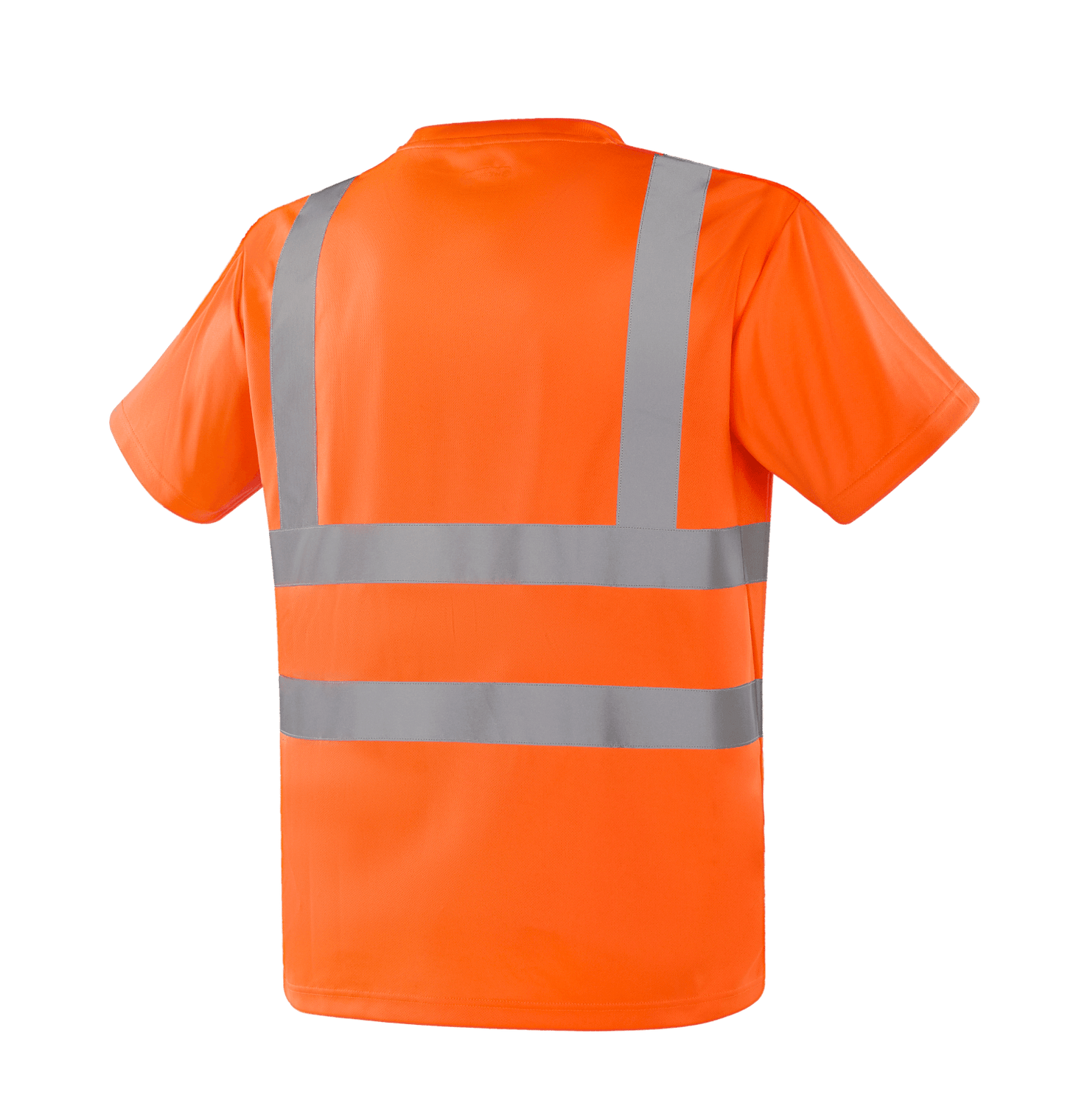 WT201 NANTES hi-vis orange short sleeve T-shirt, lightweight polyester, stay dry, comfortable rib round neck, reflective tape