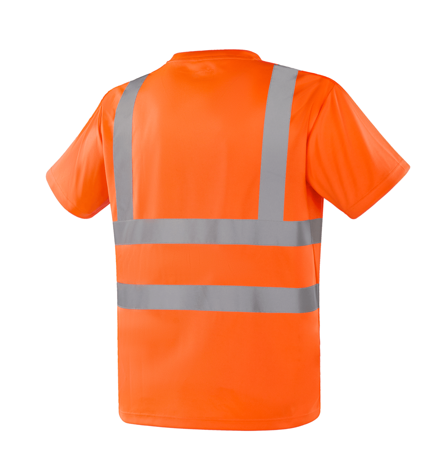 WT201 NANTES hi-vis orange short sleeve T-shirt, lightweight polyester, stay dry, comfortable rib round neck, reflective tape