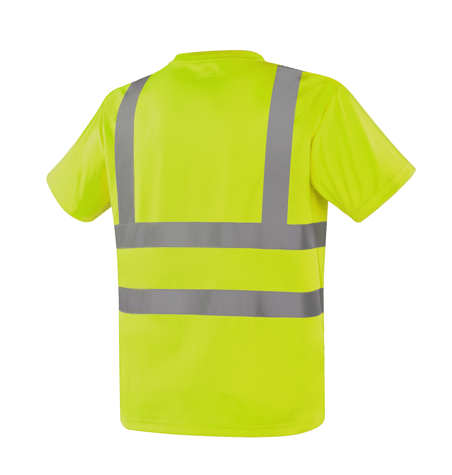 Hi-vis yellow WT201 NANTES short sleeve T-shirt, breathable 150gsm polyester bird's eye fabric, sewn reflective tape, EN 20471 Class 2