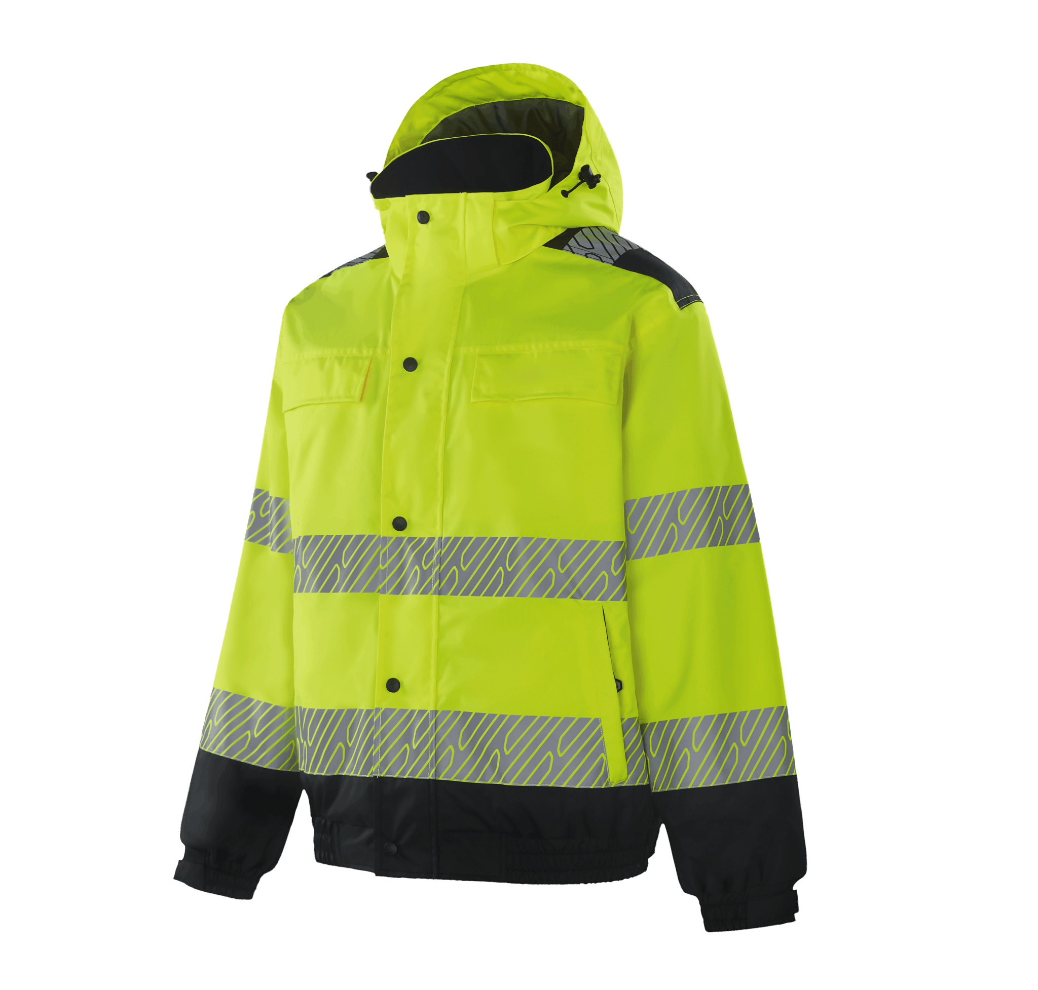 WJ303 PADOVA fluorescent yellow hi-vis winter bomber, practical storage and reflective design