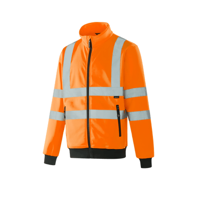 Hi-vis orange WF301 POZNAN full zip sweatshirt, practical pockets and comfortable polar fleece