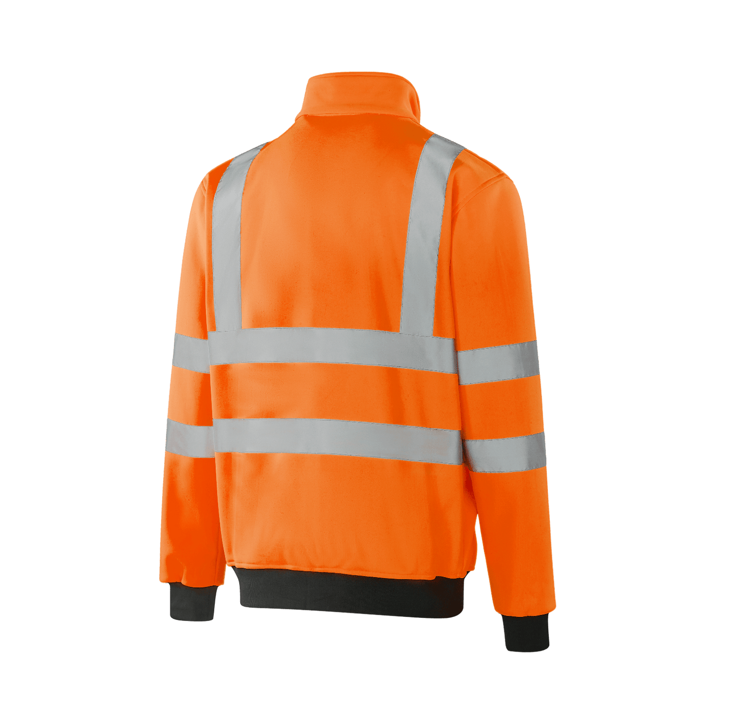 WF301 POZNAN hi-vis orange zip sweatshirt with elevated collar, anti-pinch zipper, breathable fabric