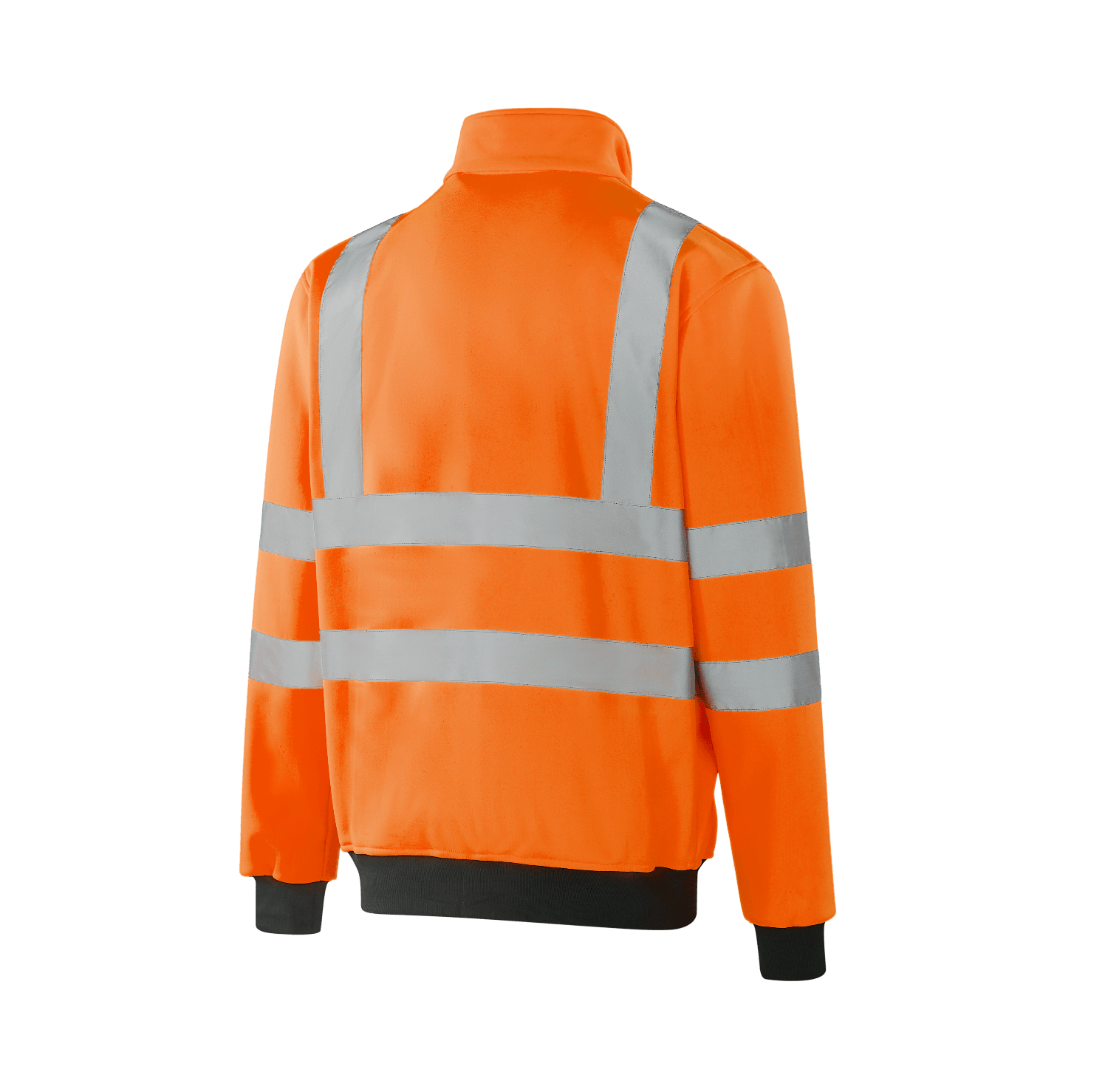 WF301 POZNAN hi-vis orange zip sweatshirt with elevated collar, anti-pinch zipper, breathable fabric