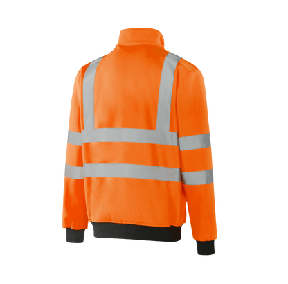 WF301 POZNAN hi-vis orange zip sweatshirt with elevated collar, anti-pinch zipper, breathable fabric