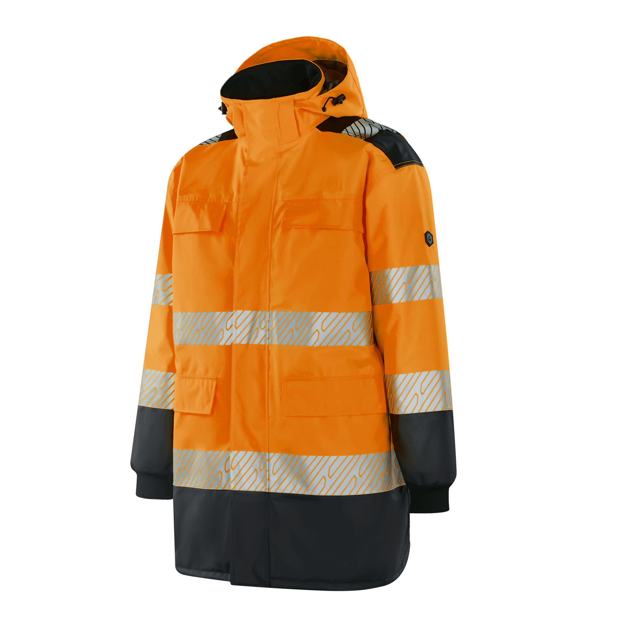 WJ306 ROSTOCK hi-vis orange winter parka, internal removable zipper compatible with WS301, WS302, WF301, WJ201