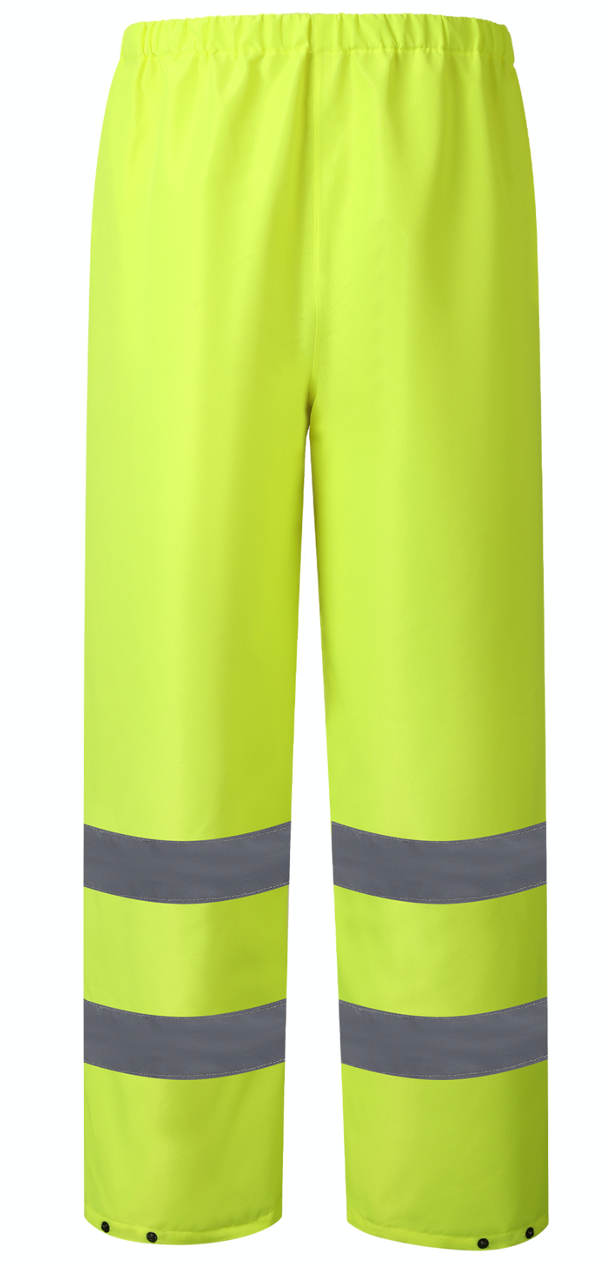 Bright yellow pants equipped with reflective stripes, ideal for enhancing visibility during nighttime activities.