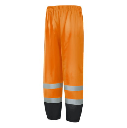 WP101 SHEFFIELD hi-vis orange rain pant with black hem accents for dirt resistance