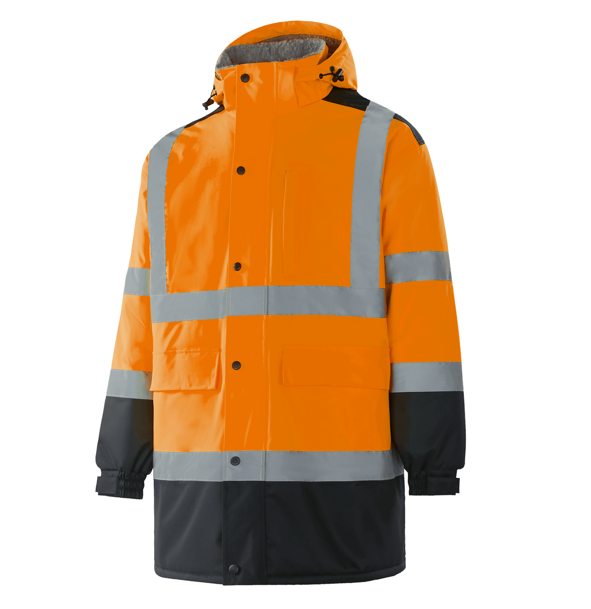 WJ305 TORUN hi-vis orange winter parka with high-visibility reflective tapes