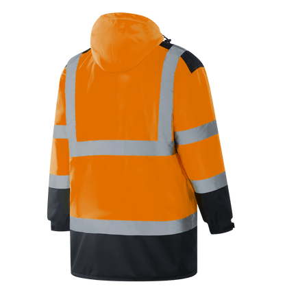 WJ305 TORUN hi-vis orange winter parka, warm lining and removable hood