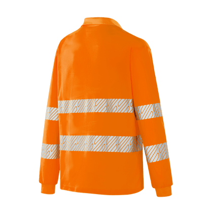 Hi-vis orange WT304 TOULON long sleeve polo for workplace visibility
