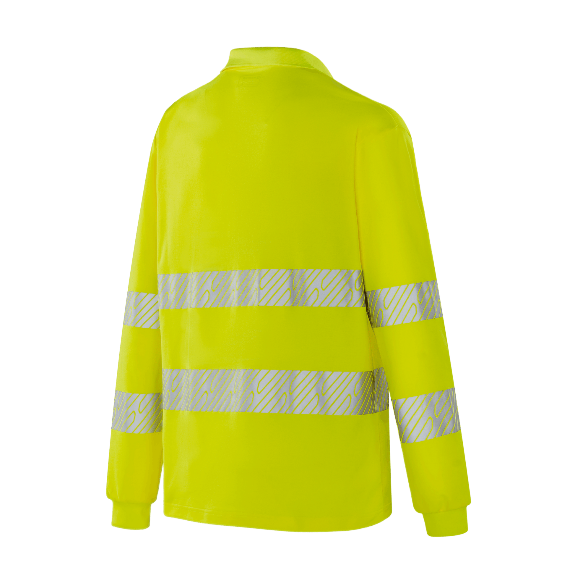 TOULON WT304 fluorescent yellow hi-vis long sleeve polo with patterned reflective tapes