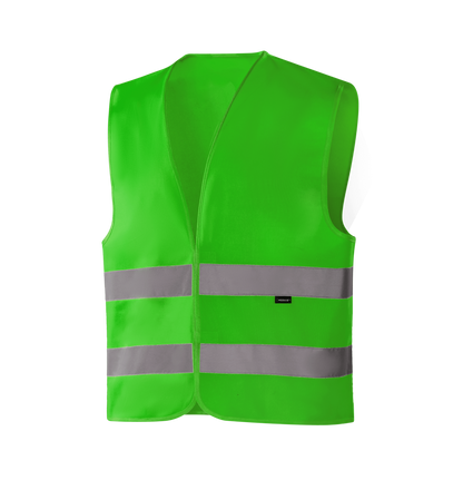 WV201 GOTEBORG hi-vis green vest with reflective bands, safe for outdoor work, some colors meet EN 17353 Type B3