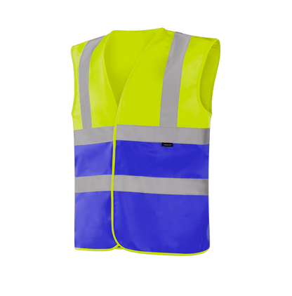 Hi-vis yellow-blue WV203 SAARBRUCKEN vest, lightweight workwear for visibility