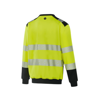 WROCLAW WF201 yellow hi-vis work sweatshirt with ribbed cuffs and elastic hem for warmth
