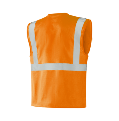 WV205 ZARAGOZA hi-vis orange vest with pen pocket, D-ring, ID pocket, two large lower pockets with flap